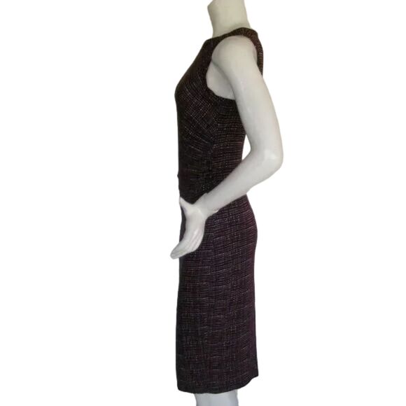LOFT Dress, S, Maroon/Burgundy, Crosshatch, Clingy, Gathered Hip - Picture 6 of 13